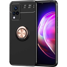 Ahlttiba Vivo V21 Uyumlu Cep Telefonu Için Dönebilen Yüzüklü Standlı Silikon Ravel Kapak