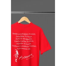 Ontunew 23 Nisan Baskılı Bisiklet Yaka Pamuklu Kısa Kollu Çocuk ve Yetişkin Tişört