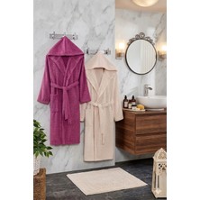 Double Bathrobe  Kapüşonlu Oversize Bornoz Seti / Unısex