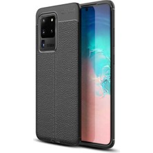 Ahlttiba Samsung Galaxy S20 Ultra Için Uyumlu Ultra Koruma Deri Görünümlü Silikon Yüzey Kılıf Niss Kapak