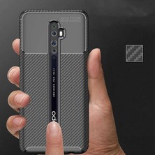 Ahlttiba Oppo Reno 2 Için Uyumlu Kılıf Karbon Tasarımlı Slim Kamera Lensini Korumalı Kapak
