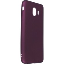 Samsung Galaxy J4 Için Uyumlu Kılıf Yumuaşk Renkli Esnek Premium Rubber Silikon - Mürdüm