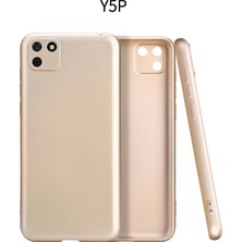 Huawei Y5P Için Uyumlu Kılıf Yumuaşk Renkli Esnek Premium Rubber Silikon - Gold