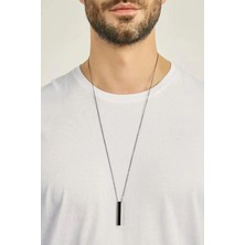 Yümanın Yumağı Unisex Siyah Kaplama Cubuk Kolye
