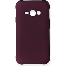 Ahlttiba Samsung Galaxy J1 Ace Için Uyumlu Kılıf Yumuaşk Renkli Esnek Premium Rubber Silikon - Mürdüm