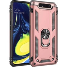 Ahlttiba Samsung Galaxy A80 Kılıf Ultra Koruma Darbe Emici Tank Sağlam Çok Saglam Silikon Kapak-Rose Gold