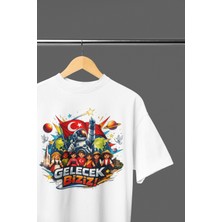 Ontunew 23 Nisan Baskılı Bisiklet Yaka Pamuklu Kısa Kollu Erkek ve Kız Çocuk Tişört