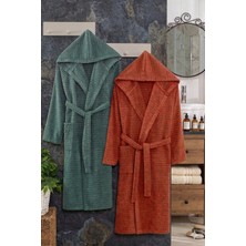 Double Bathrobe  Kapüşonlu Oversize Bornoz Seti / Unısex
