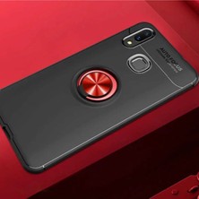 Samsung Galaxy A10S Uyumlu Cep Telefonu Için Dönebilen Yüzüklü Standlı Silikon Ravel Kapak