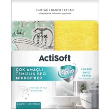 Actisoft Çok Amaçlı Mikrofiber Bez 2’li (30X30 Cm)