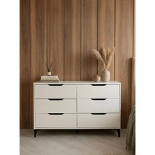 Epos Çok Amaçlı 6 Çekmeceli Şifonyer Modern Tasarım Mat Beyaz Suntalam 138x80x40 cm