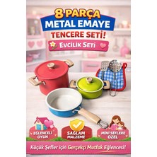 Yıldırım Oyuncak 8 Parça Renkli Emaye Tencere Tava Seti-Evcilik Mutfak Tencere Tam Takım Oyuncak Seti Paslanmaz
