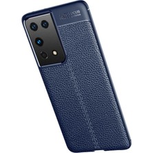 Ahlttiba Samsung Galaxy S21 Ultra Için Uyumlu Ultra Koruma Deri Görünümlü Silikon Yüzey Kılıf Niss Kapak