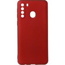 Ahlttiba Samsung Galaxy A21 Için Uyumlu Kılıf Yumuaşk Renkli Esnek Premium Rubber Silikon - Bordo