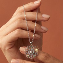 Valmont Accessories Renkli Taşlı Mandala Kadın Kolye 42+2 cm Zarif Tasarım