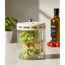 Abnturk 1400ML Vakum Kapaklı Yazılı Yuvarlak Cam Kavanoz Saklama Kabı Hava Almaz Sızdırmaz