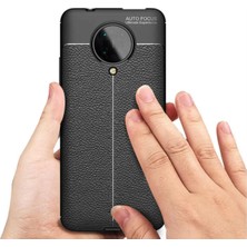 Ahlttiba Xiaomi Poco F2 Pro Için Uyumlu Ultra Koruma Deri Görünümlü Silikon Yüzey Kılıf Niss Kapak