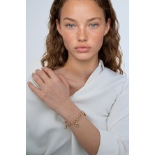 Ekinci Kuyumculuk 14 Ayar Altın Yıldız ve Kalp Charm Bileklik