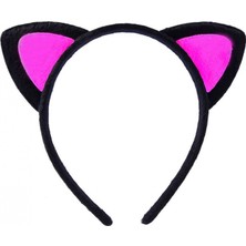 Pileli Store Pilelistore Sevimli Kedi Kulak Pofuduk Kedi Taç Siyah Içi Şeker Fuşya Renk 17X15 cm