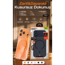 Azurtech Fulltech Ftpc3 iPhone 17 Pro / 16 / 15 Pro Max Uyumlu Şeffaf Magsafe Kılıf Darbe Emici Ultra Ince Silikon Koruyucu