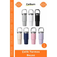 Carlburn Özel Üretim Paslanmaz Isı Korumalı Vakumlu Sızdırmaz 500ML Mat Ergonomik Çelik Termos Beyaz