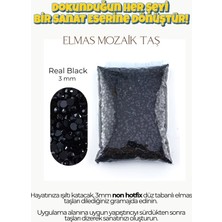 Brextco Store 1000 Adet Elmas Mozaik Taş | 3mm Non-Hotfix Düz Tabanlı Süsleme Taşı/diamond Painting - Real Black