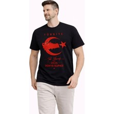 Civetta Erkek Türkiye Ay Yıldız Baskılı Taraftar Forma T-Shirt - Siyah