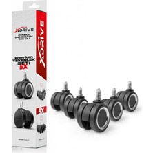 xDrive Premium 5'li Siyah Tekerlek Seti Ofis Aksesuarları için Dayanıklı ve Ergonomik