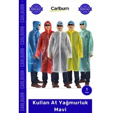 Carlburn Emr - Kullan At Yağmurluk - Maviözel Üretim Su Geçirmez Polietilen Pratik Kapüşonlu Standart Beden Hafif Kullan At Yağmurluk Mavi