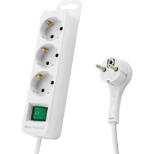 Pileli Store Pilelistore Akım Korumalı Uzatma Kablosu 3 Priz Anahtarlı 306 Joule 3g1.0mm Tam Bakır 1.5m - Beyaz SPGF03
