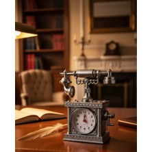 Marsilyan- Vintage Telefon Tasarımlı Masa Saati ve Çalar Saat Dekoratif Model