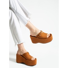 Dabab Shoes Lunara Kadın 10 cm Platform Topuk Tokalı Kalın Taban Terlik Sandalet