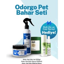 ODORGO Pet Bahar Seti (Jel, Sprey, Mum) - Roll-On ve Cep Sprey Hediyeli Pet dostlarımızın bıraktığı tüm koku izlerini yok eder. Vegan içeriği sayesinde tamamen zararsızdır. 