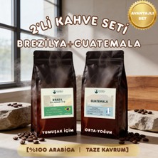 Kahve Seti 2'li - Guatemala & Brazil Çekirdek-Filtre Kahve 500g %100 Arabica Öğütme Seçenekli