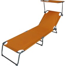 Gölgelikli Katlanır Şezlong Turuncu