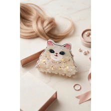 Lotus Luxury Kedi Figürlü Sedefli %100 Kemik Mandal Toka