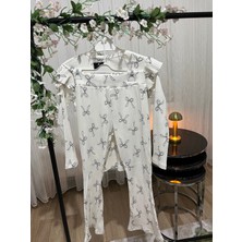 Benigiy Omuzu Fırfırlı Kurdele Desenli Kız Takım