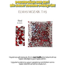 Brextco Store 1000 Adet Elmas Mozaik Taş | 3mm Non-Hotfix Düz Tabanlı Süsleme Taşı/diamond Painting - Red