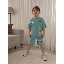 Cg Kids Brawl Stars Temalı Tshirt ve Şort Alt Üst Takım Sırt Baskı Detaylı