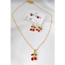 C&On Design Çocuk Kiraz Kolye Küpe Seti