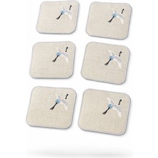 MKY Home Tekstil Mky Home Turna Kuşu Nakış Işlemeli Şık Kahve/bardak Altlığı Sunumluk