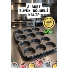 SHC4200 2 Adet Cupcake Fırın Kalıbı 6 Büyük Bölmeli Muffin Kek Kalıbı