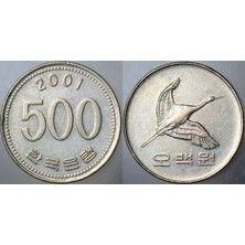 Banknoting Güney Kore 500 Won 2001 Japon Turnası Görselli.