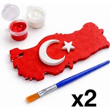 Printella 2li 23 Nisan Boyama Seti Türkiye Haritası Ay Yıldız Figürlü Fırça ve Boya Dahil