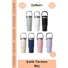 Carlburn Özel Üretim Paslanmaz Isı Korumalı Vakumlu Sızdırmaz 500ML Mat Ergonomik Çelik Termos Bej