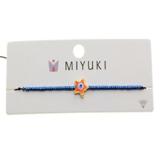 Yümanın Yumağı Altın Renk Yıldız Turuncu Mineli Model Miyuki Bileklik