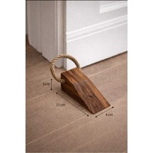 WoodBay 1 Adet Ceviz Ağacı Ahşap Kapı Stoperi - Kapı Tutucu Kaymaz Keçeli -El Yapımı Doğal Ahşap Halatlı