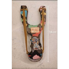 WoodBay Pubg Desenli Ahşap Sapan – 18 cm – Dayanıklı Lastikli – Koleksiyon & Hobi Sapanı 1 Adet