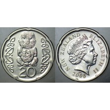 Banknoting Yeni Zelanda 20 Cent 2008 Kraliçe Iı. Elizabeth 21,75 mm