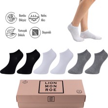 Lion Monroe Saf Bambu Kadın Patik Düz Kısa Çorap Dikişsiz Premium Kutulu 6'lı L5952AZNP Softaura